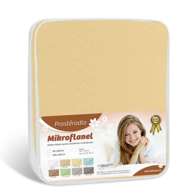Prostěradlo Mikroflanel 180x200 světle žlutá